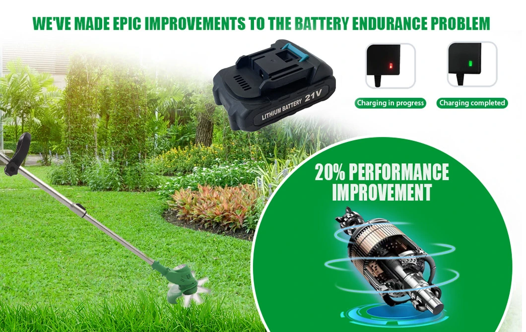 21V Portable Cordless Battery Blade Grass Cutter Power String Trimmer Electric Brush Cutter